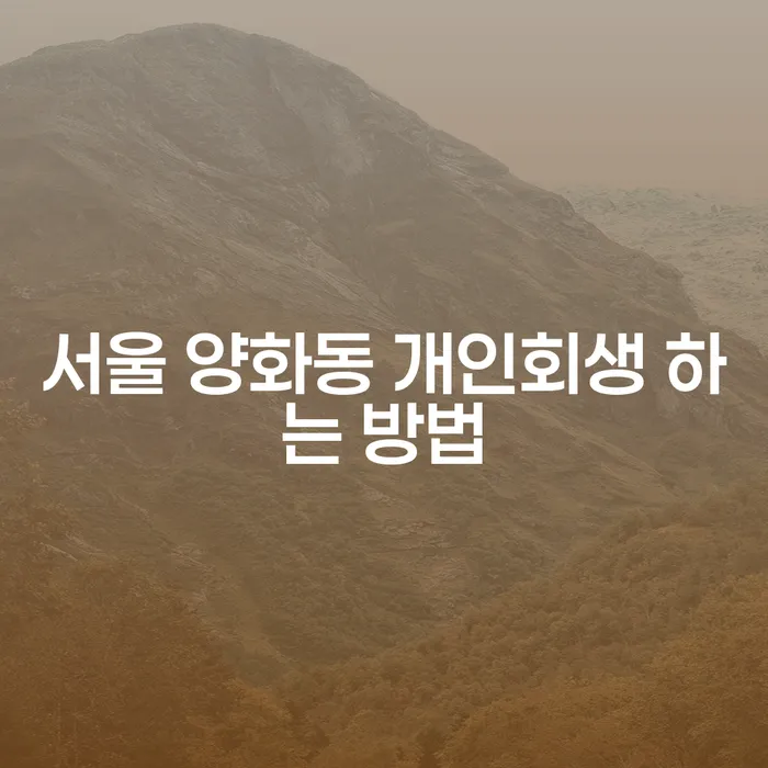 서울 양화동 개인회생 하는 방법, 당신도 할 수 있습니다!